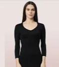 Enamor Thermal Wear T Shirt For Womens Black Size L