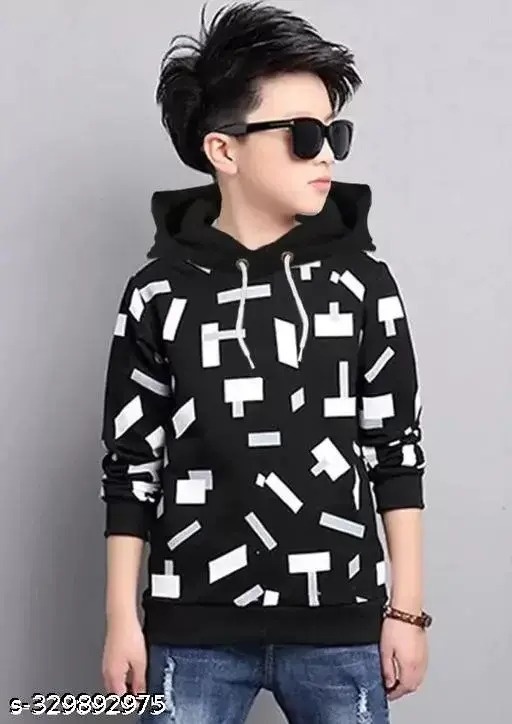 Kids Boys And Girls Hooded Neck Full Sleeves Black Size 24
