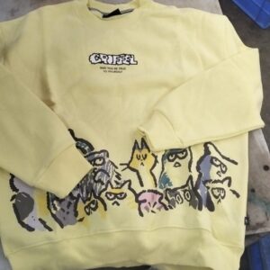 Men Yellow Round Neck Sweatshirt Size S