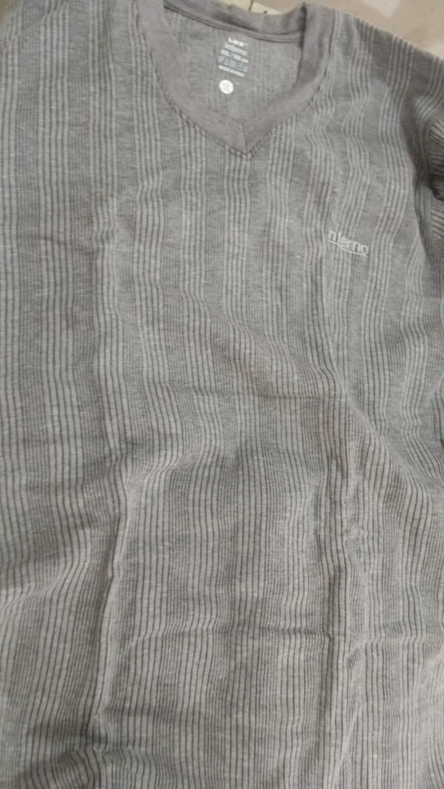 Grey Melange Thermal Top For Men Grey Size Xxl