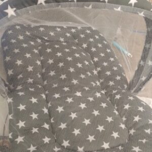 Baby Mosquito Net White And Grey Printed With Pillow