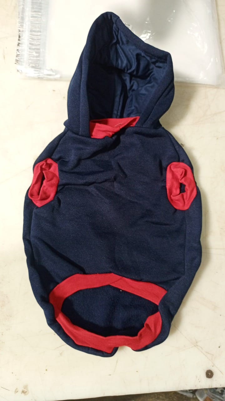 Hoodie For Dog Blue Red Colour
