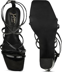 Jm Looks Fashion Casual Strappy Block Heels Sandals For Womens Black Size 37