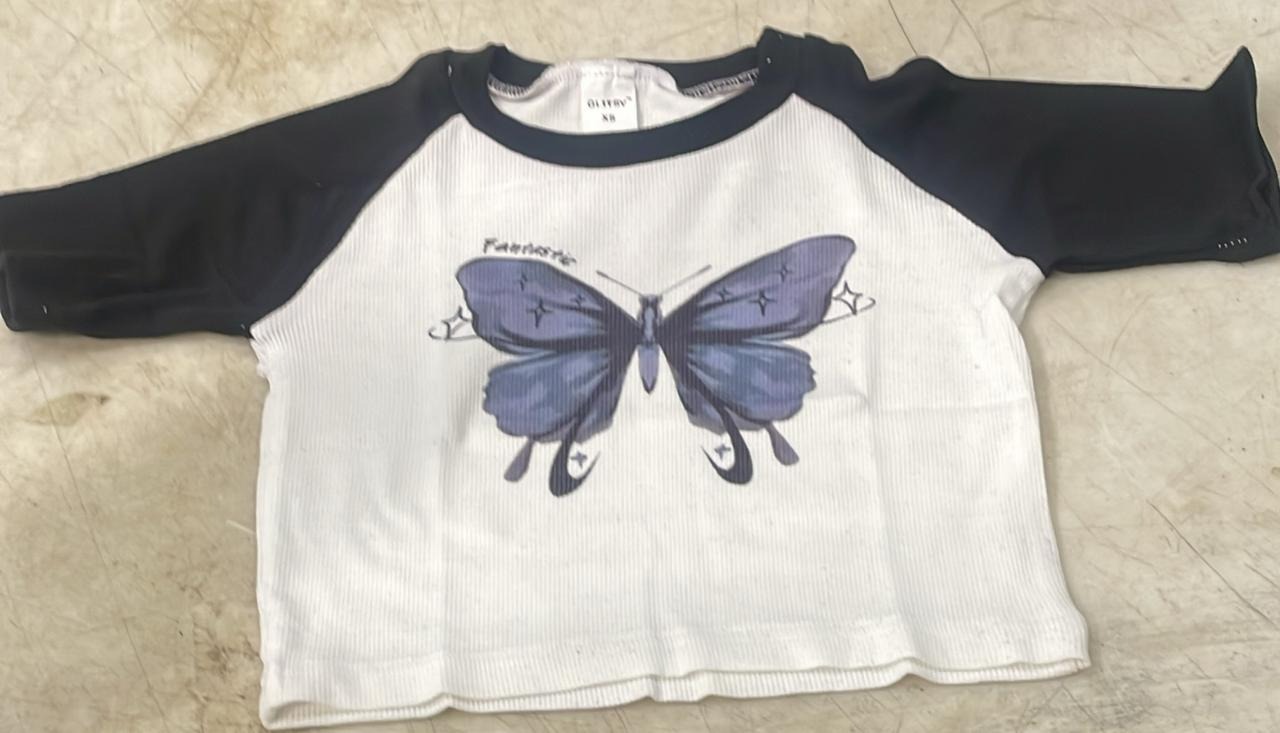 White And Black Color Women T Shirt Size Xs