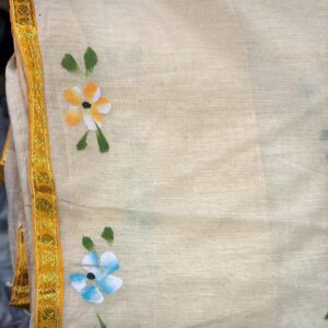 Women Printed Saree Yellow Colour