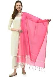 Womens Golden Border Magenta Colour Chanderi Cotton Regular Dupatta