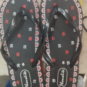Women Black Printed Slippers Size 6