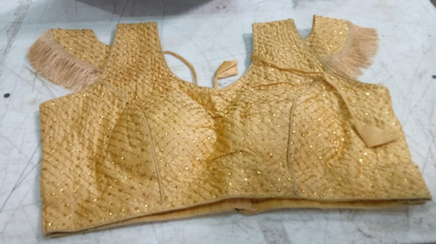 Womens Padded Blouse Golden Colour Size M