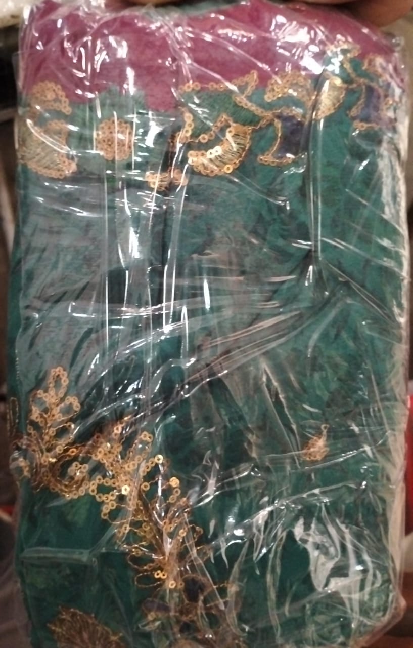 Green Printed Saree For Woman