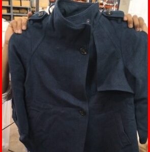 Womens Navy Blue Double Breasted Jacket Size L