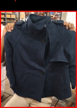 Womens Navy Blue Double Breasted Jacket Size L