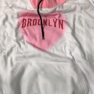 Women White And Pink Printed Hoodies Size M
