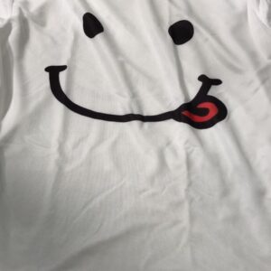 Men White Printed Hoodie Type T Shirt Half Sleeve Size L