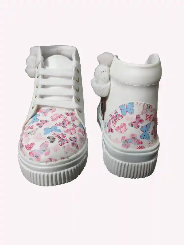 Lace Sneakers For Girls Shoes Color White Pink Size 3