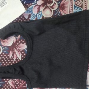 Edge Notch Neck Rib Knit Tank Top Women Size M