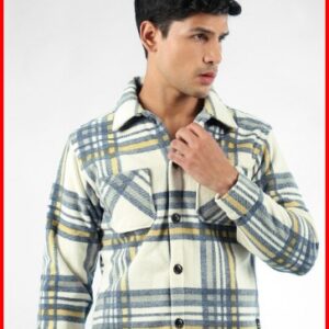 Beyoung Men Checked Woollen Crop Tailored Jacket Size Xl