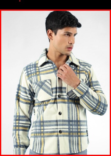 Beyoung Men Checked Woollen Crop Tailored Jacket Size Xl
