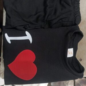 Kids Black Printed T Shirt Set Size 6 Year