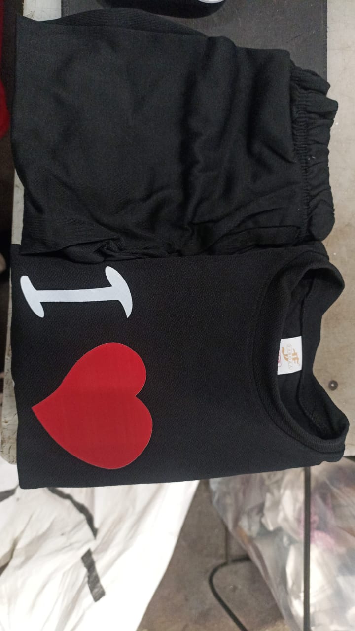 Kids Black Printed T Shirt Set Size 6 Year