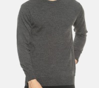 513 Solid Round Neck Casual Men Grey Sweater Size L