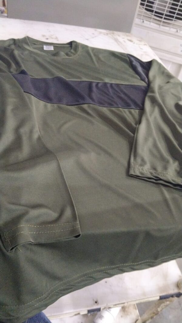 Olive Green And Black Color Full Sleeve T Shirt For Men Size L