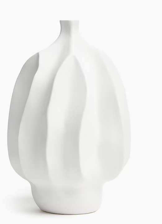 Hm Stoneware Vase White Color
