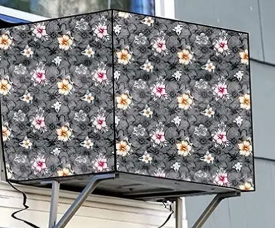 Grey Printed Window Ac Cover For 1 Point 5 Ton Capacity Ac Attractive Digital Prints