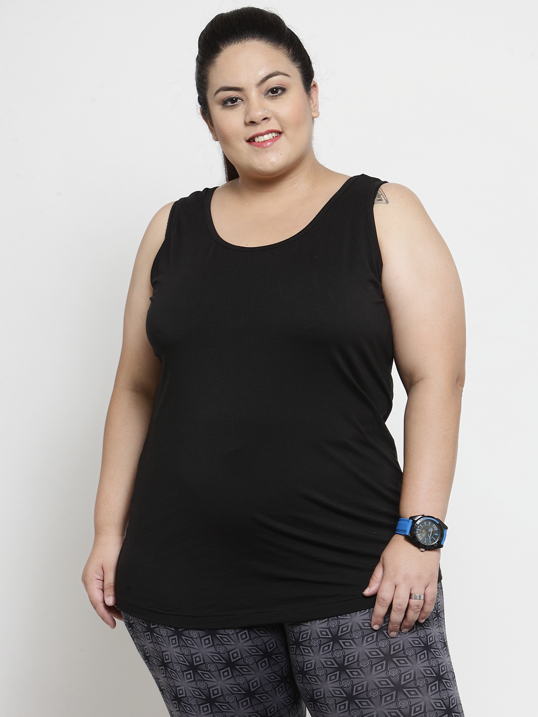Plus Ru Size Tank Top For Woman Black Size L