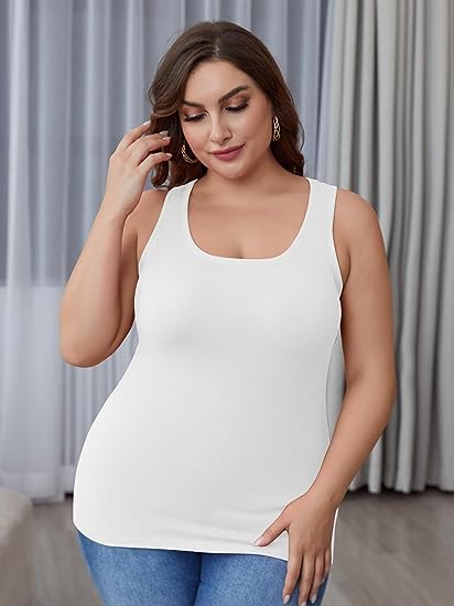 Plus Ru Size Tank Top For Woman White Size L