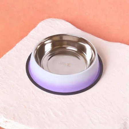 Furry Castle Dog Bowls Purple Gradient Stainless Steel Pet Bowl 250 Ml