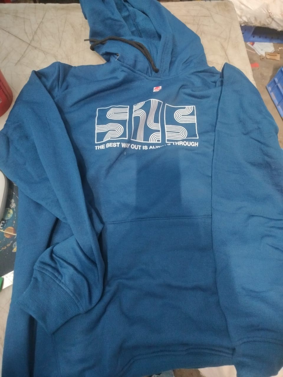 Men Blue Colour Hoodie Size L