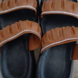 Women Flats Sandal Colour Black Brown Size 38
