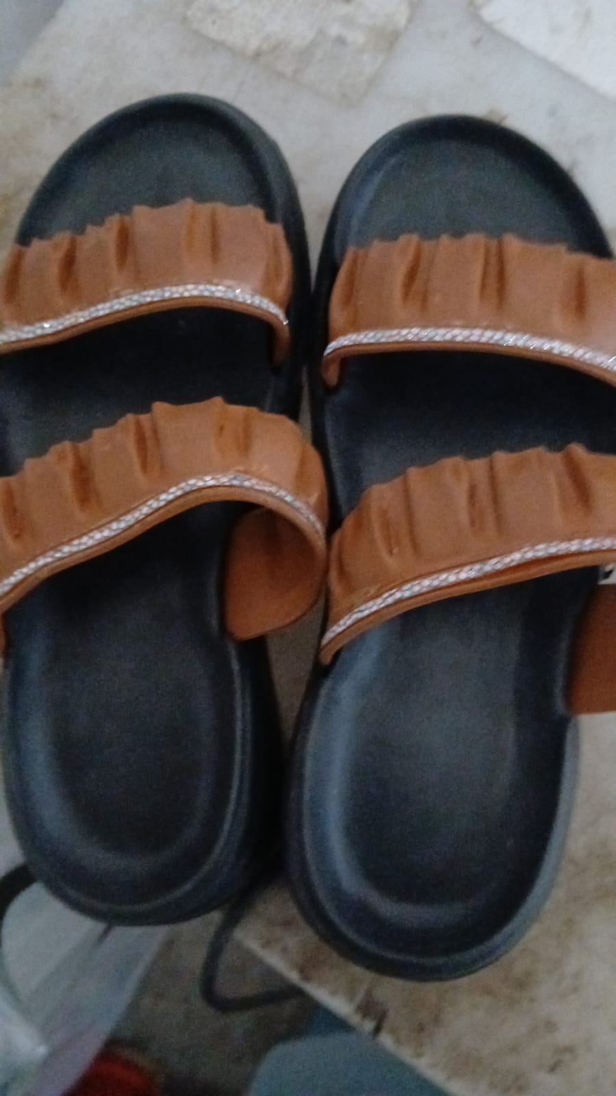 Women Flats Sandal Colour Black Brown Size 38