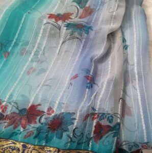 Womens Printed Saree Blue