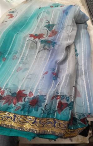 Womens Printed Saree Blue