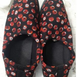 Womens Slip On Shoes Black Red Size 5
