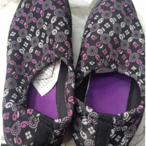 Womens Slip On Shoes Black Purple Size 6