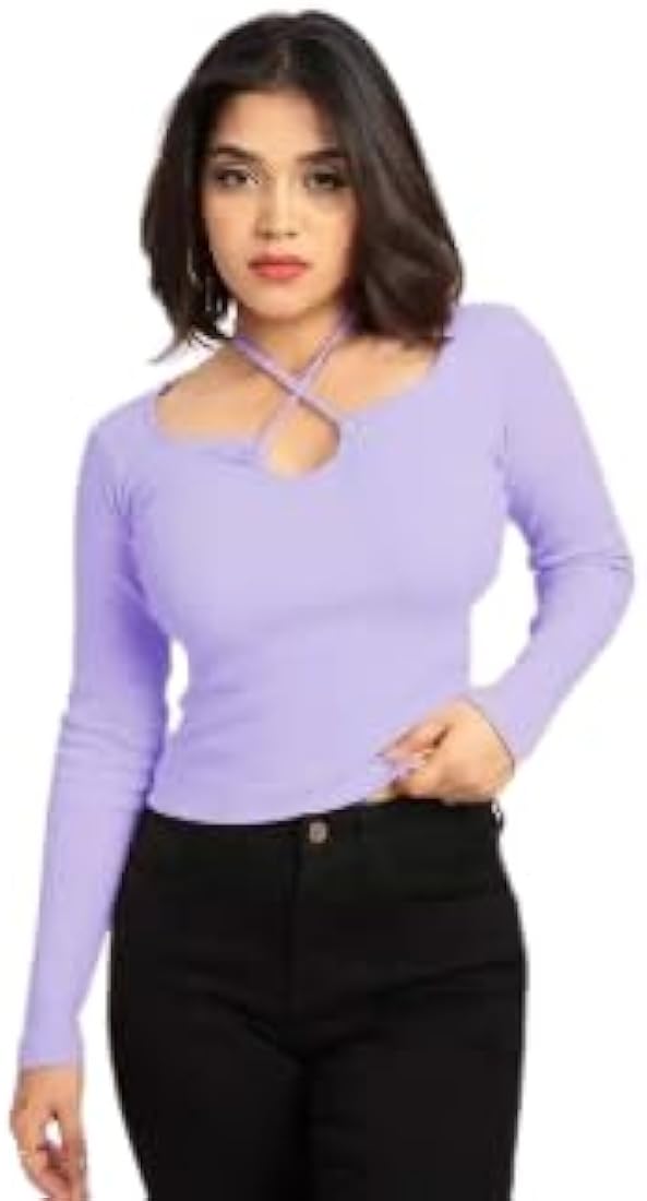 Woman Tank Top Full Sleeve Purple Color Size M