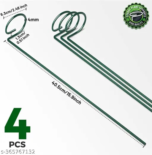 4 Pack Plant Support Stakes Green Colour