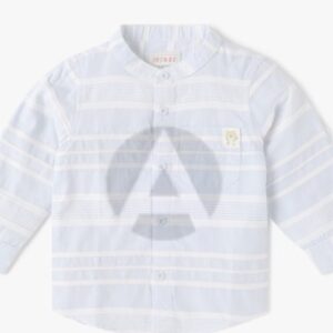 Inf Frendz Boys Striped Shirt With Patch Pocket Sky Color Size 6 To 12 Month