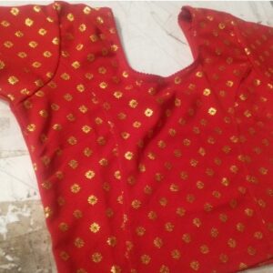 Red And Golden Printed Blouse For Women Size M