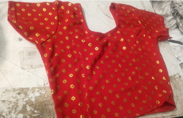 Red And Golden Printed Blouse For Women Size M