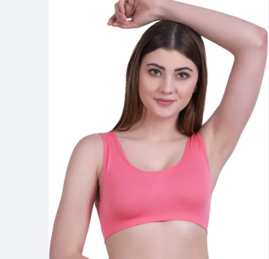 Pink Non Padded Sports Bra For Women Size 28