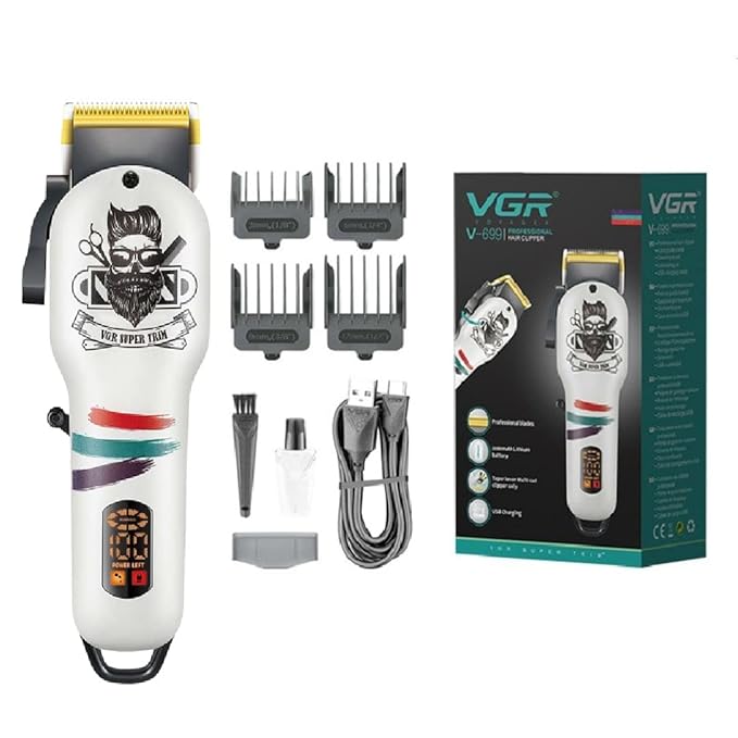 Vgr V699 Display Cordless Hair Clipper Taper Lever Hair Cutter Kit Battery 2000Mah Usb Charging