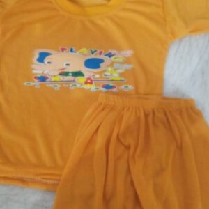 Soft Cotton Round Neck Printed Clothing Set Yellow Size 1 Years