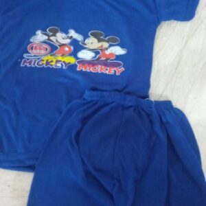 Boys Pure Cotton Navy Blue Printed T Shirt With Shorts Size 1 To 2 Years