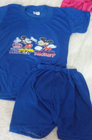 Boys Pure Cotton Navy Blue Printed T Shirt With Shorts Size 1 To 2 Years