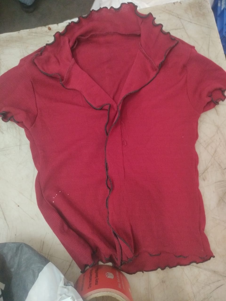 Women Maroon Colour Waist Top Size M