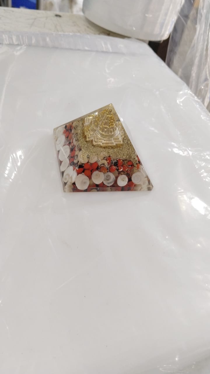 Multicolor Natural Orgone Gomti Chakra Shree Yantra Pyramid