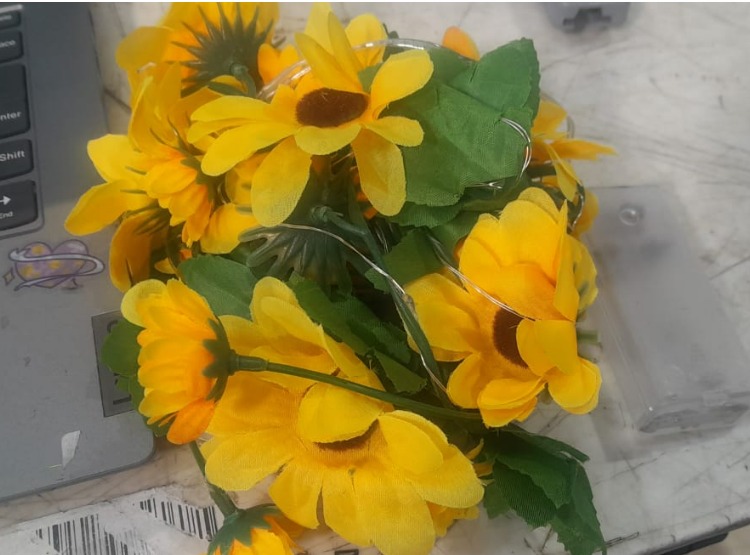 Home Decor Artificial Plants Flowers With Led Light Yellow